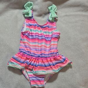 Colorful Striped Kids Swim One Piece